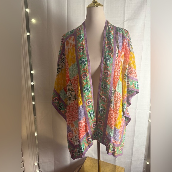 Tolani Red and Yellow Cardigan Tunic Cover Up - Picture 1 of 8